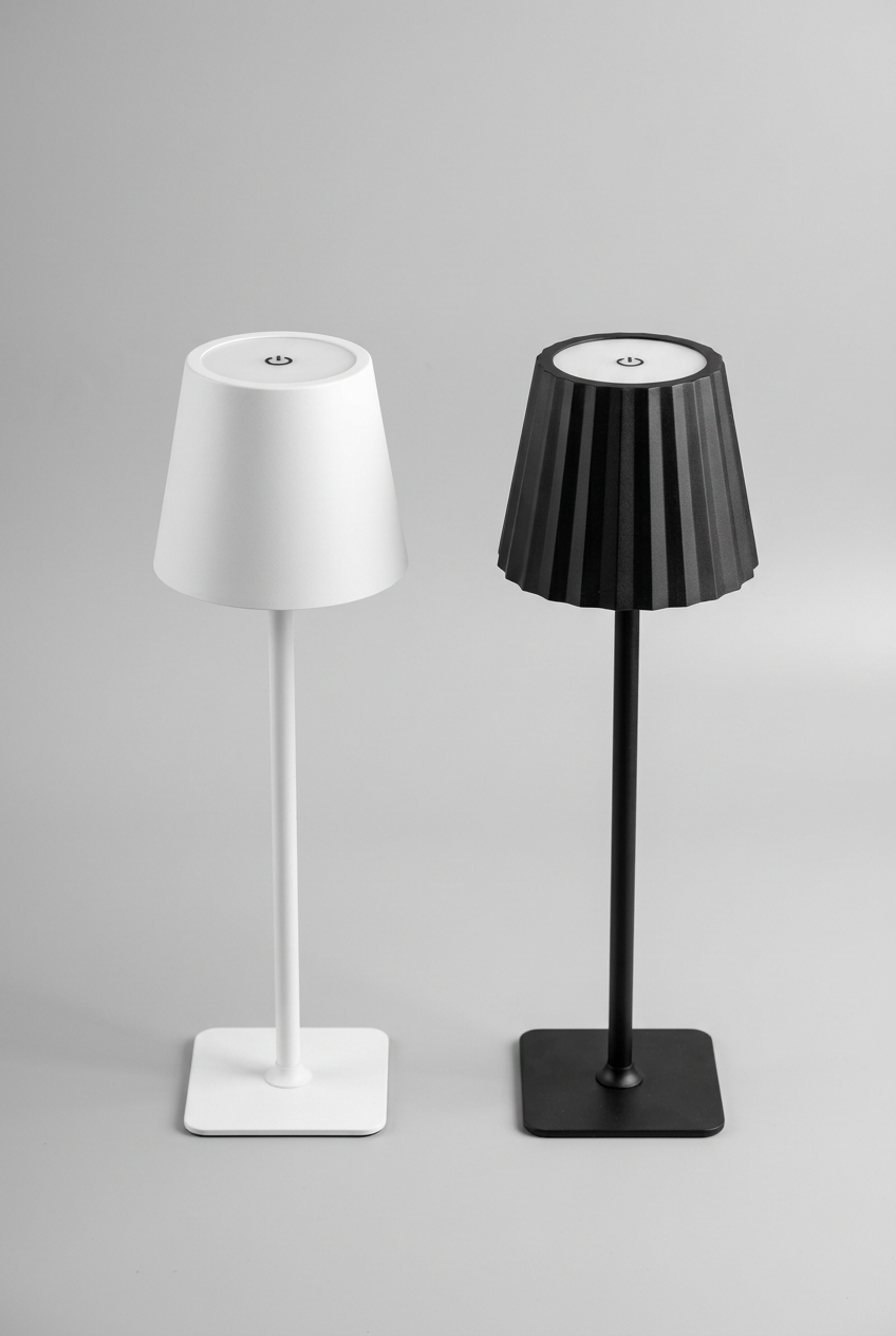 Black and white lamps studio shot