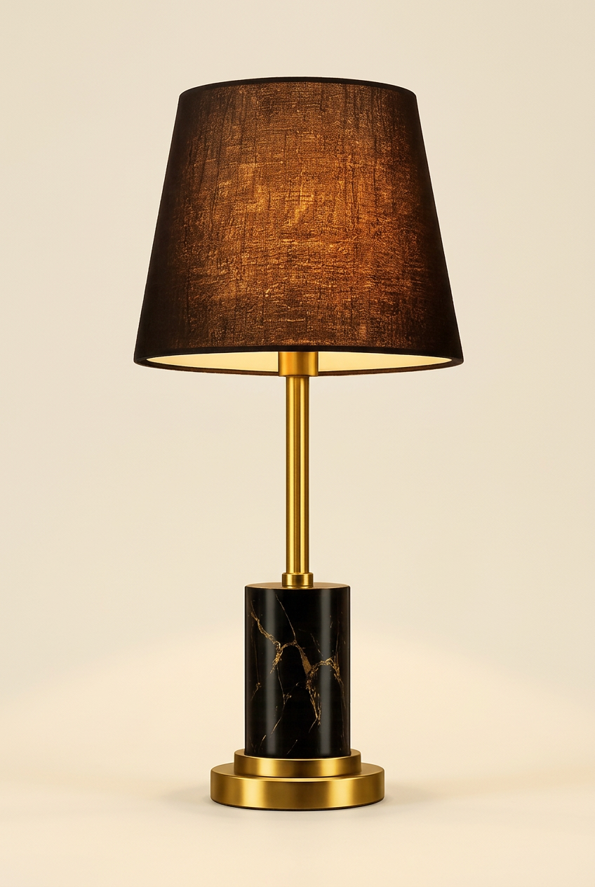 Zentrak Brown & Gold Table Lamp Pair with Marble-Look Base (Pair of 2)