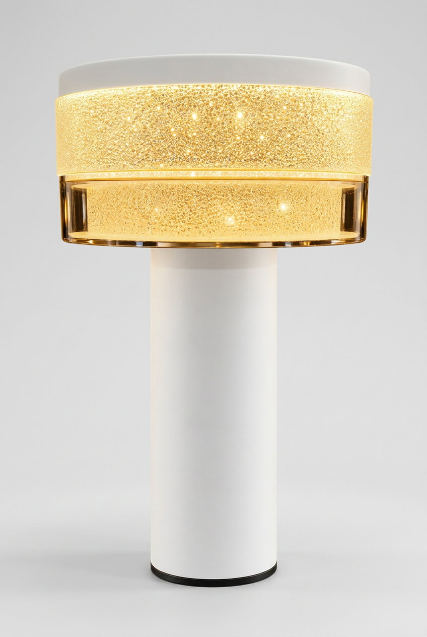 White & Gold Textured Shade Table Lamp