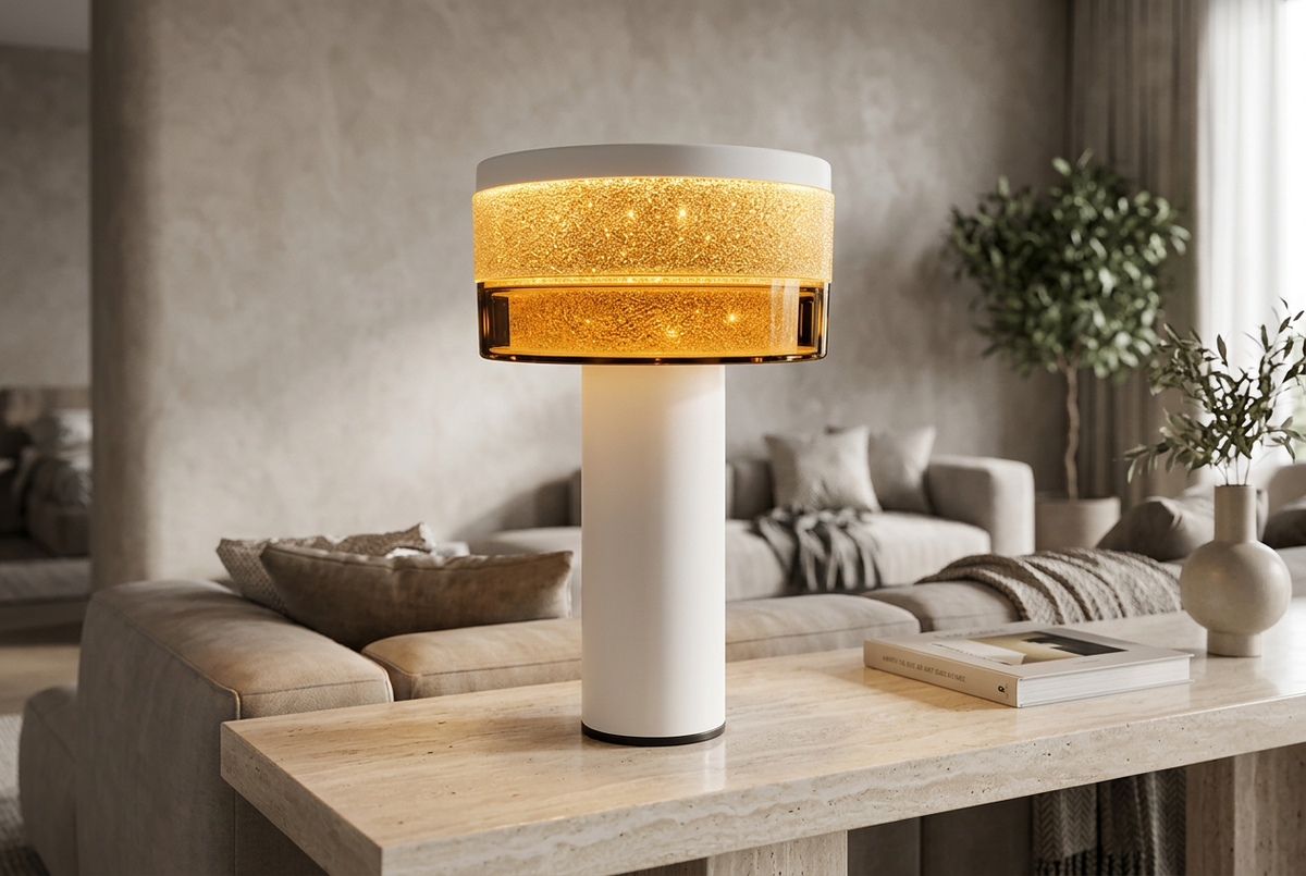 White & Gold Textured Shade Table Lamp