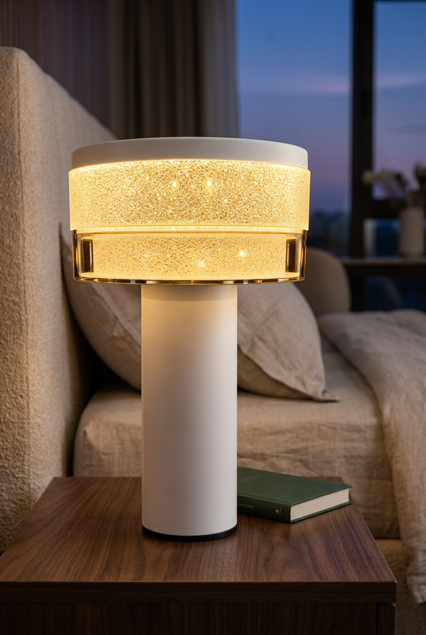 White & Gold Textured Shade Table Lamp